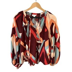NWT August Sky Colorful Patterned Blouse